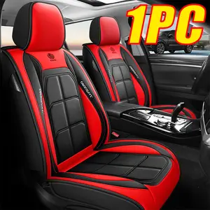 Waterproof Leather Car Seat Covers - 1PC Red & Black Design for Enhanced Protection and Style, Single Piece, Versatile, Easy to Clean