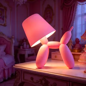 Art Deco Balloon Dog Touch Lamp |   Cordless Rechargeable Table Lamp with 3-Color Dimmable LED, Cute Sculptural Lighting for Modern Living Room, Office & Unique Home Gift