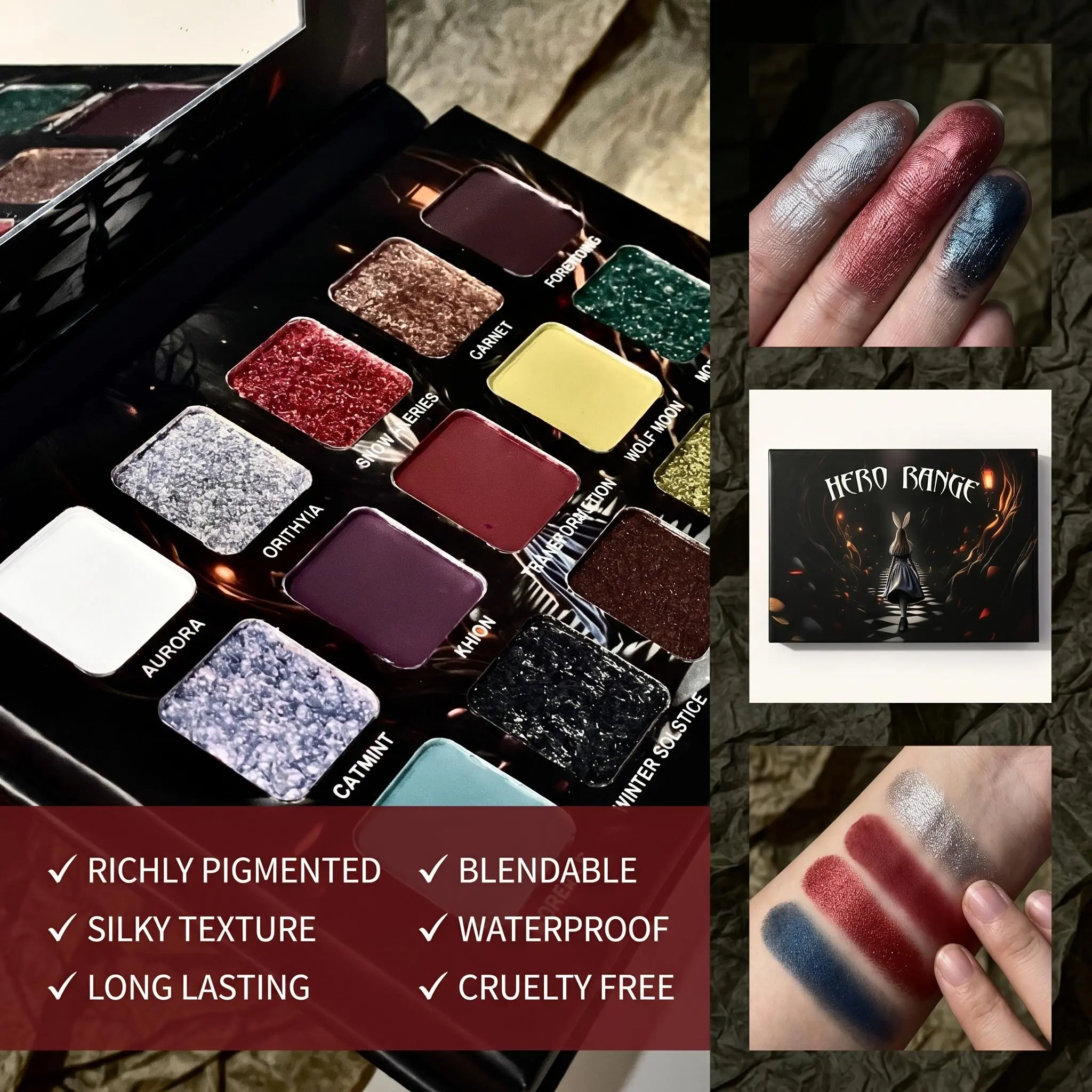 HERORANGE Anime Makeup Palette, 15-Color Alcohol-Free Kit for Flawless Halloween, Cosplay & Smokey Eye Looks, Long-Lasting 3-in-1 Shimmer, Matte & Highlighter, Cosmetic, Teens Who Enjoy Makeup And Cosplay
