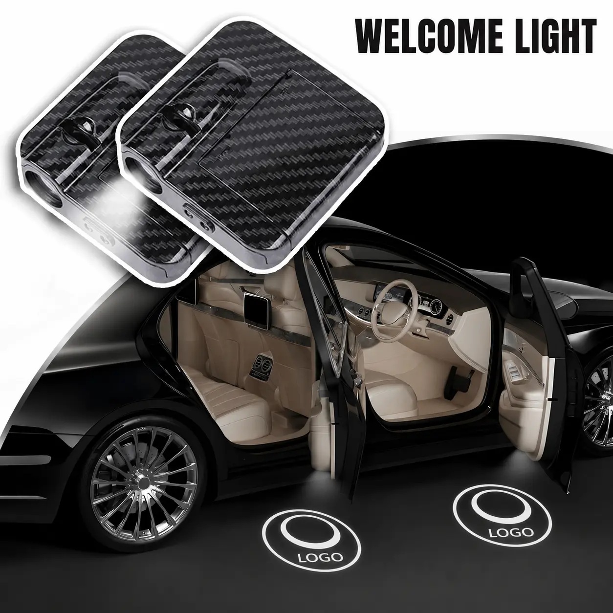 2-Pack Car Door Welcome Light Projector – Wireless LED Logo Puddle Lights, Smart Motion Sensor, Easy DIY Install, Fits Most Cars lig ths