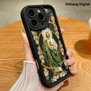 St. Jude Pattern Phone Case for iPhone 17 Pro Max Air 16 Plus 15 14 13 12 11 San Judas Durable Back Cover Protective Cases Advanced fashion gift Drop Protection Shockproof Soft Silicone smartphone Cover