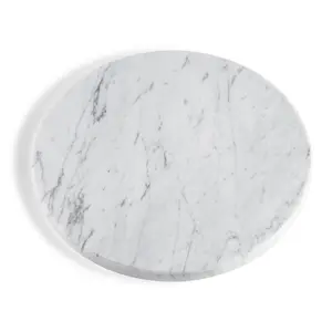 Koville Natural Marble Pastray Board for Kitchen, 11'' Round Hand Crafted Marble Slab for Cheese, Charcuterie, Pastry Board - Wedding Gift, House Warming Gift(Bianco Carrara）