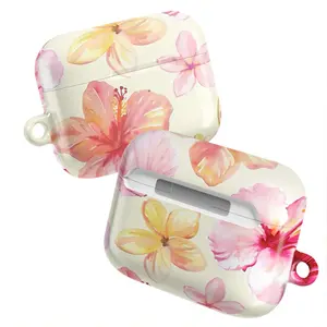Y2K Tropical Hibiscus AirPods Case for AirPods 1 2 3 4, AirPods Pro 1 2 3, Pink Hawaiian Flower Aesthetic Earbuds Cover Summer Beach Protective Case