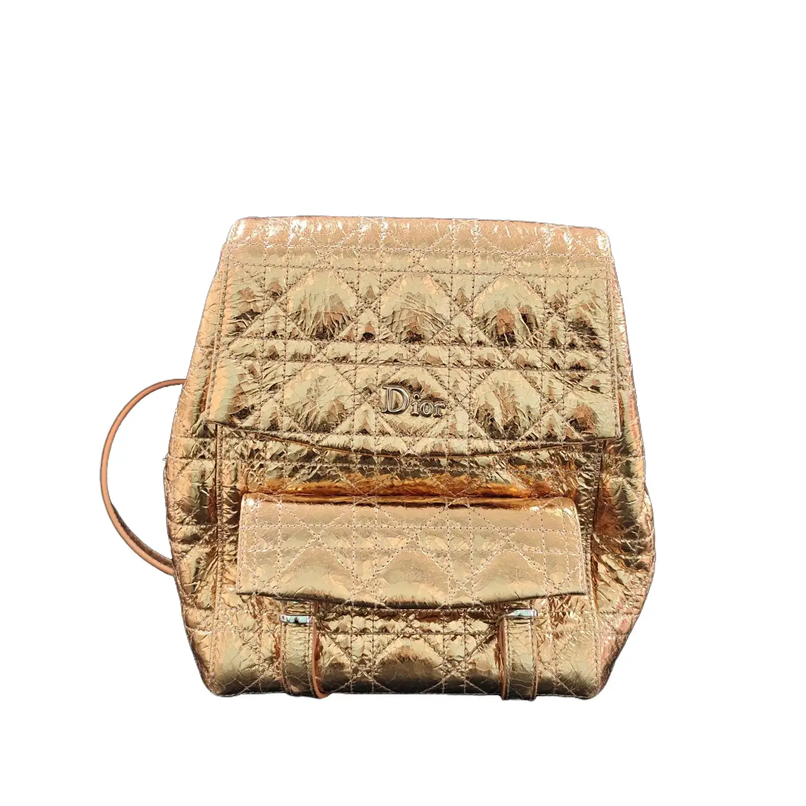 Pre-owned Dior Stardust Mini Metallic Rose Gold Quilted Backpack (X209 26.06.13) Genuine Material, Fine Texture, Sturdy, Smooth Calfskin Trim, Good Cost Performance Commuter Backpack for Luggage & Shoulder Carry Use