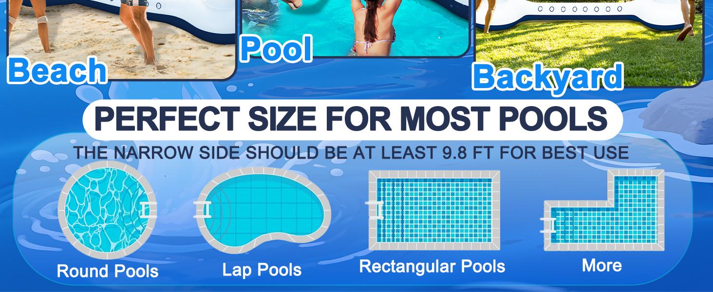 Large Inflatable Pool Games Volleyball Net Pool Float Set with 9" Anchor Ball, 2 Weight Bags & Yacht Design – Floating Swimming Game Toy for Adults, Perfect for Summer Water Sport Pool Party