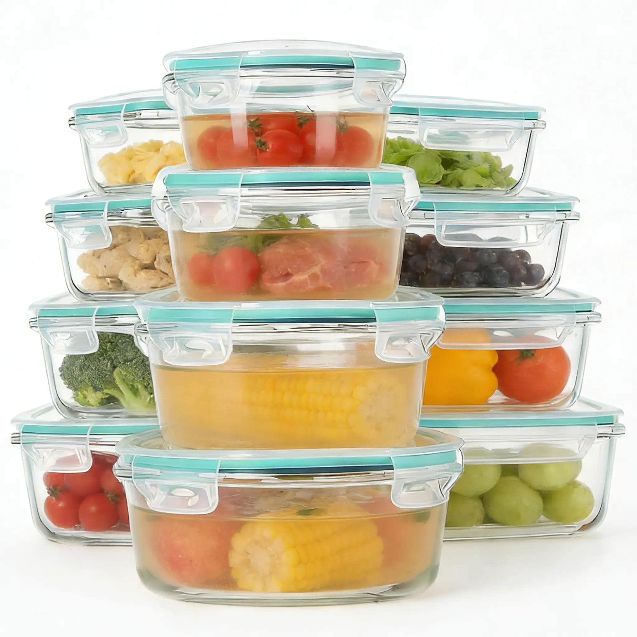 12 Pack Glass Bowls with Lids, Airtight Glass Food Storage Containers ...
