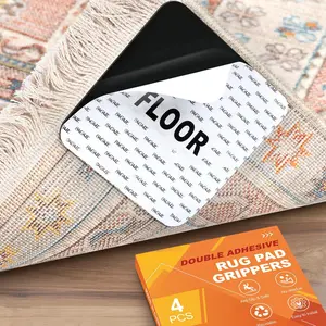 4 count Rug Gripper Pad, Non Slip Rug Corner Grippers for Hardwood Floors,  Adhesive Flexible Carpet Tape,  Under Rug Stickers to Keep Rugs in Place