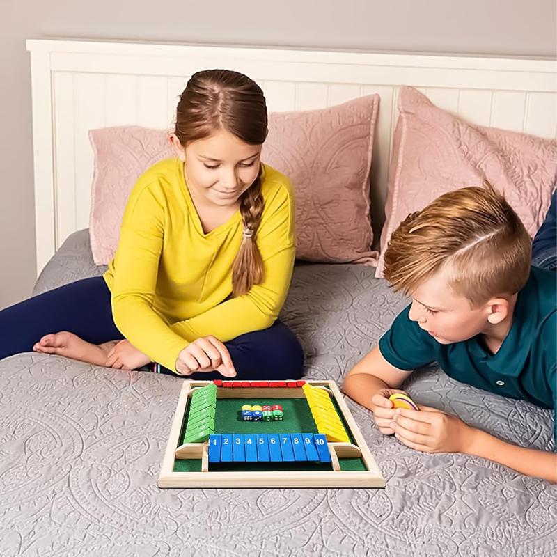 Shut The Box Dice Board Game Classic Strategy & Luck Game with Numbered Boxes for 4 Players Perfect for Casual Gaming Sessions
