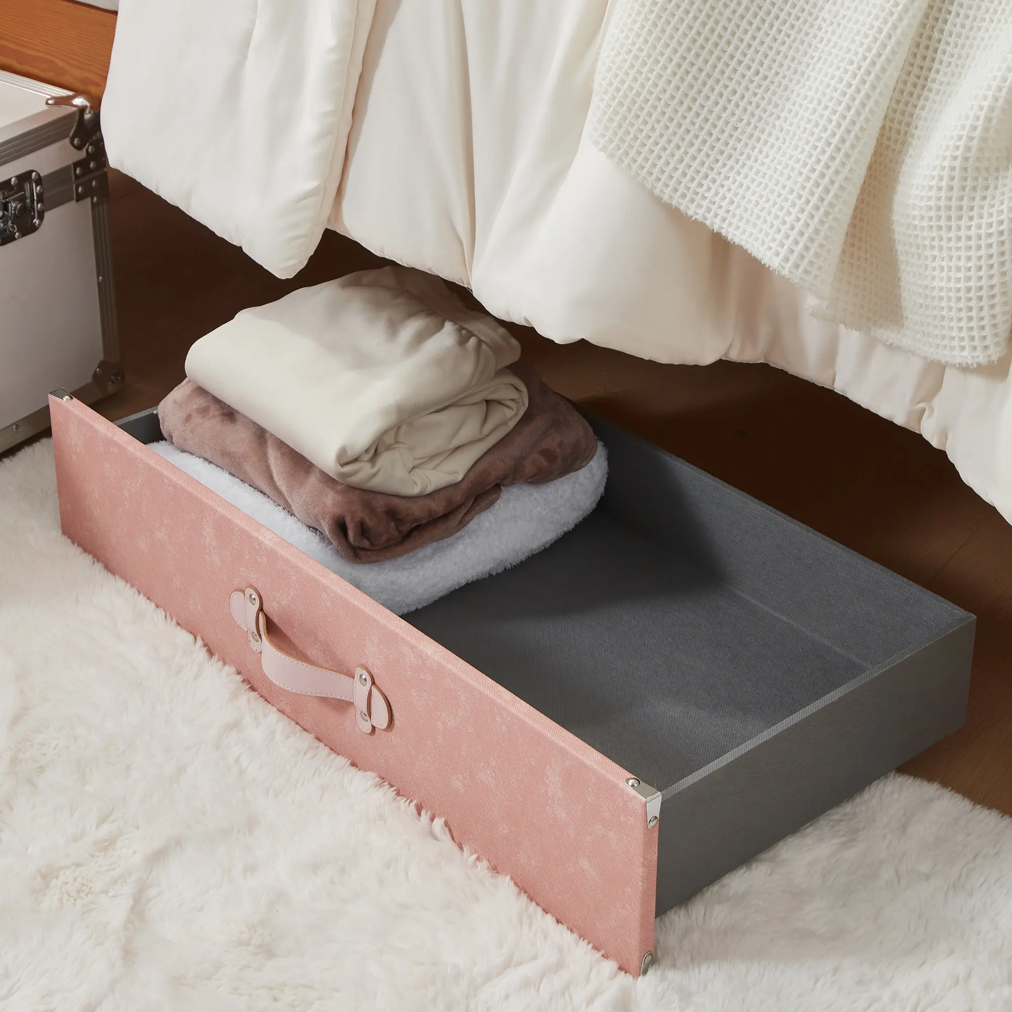 Texture Brand - Rolling Under Bed Storage Drawer - Jeans Pink