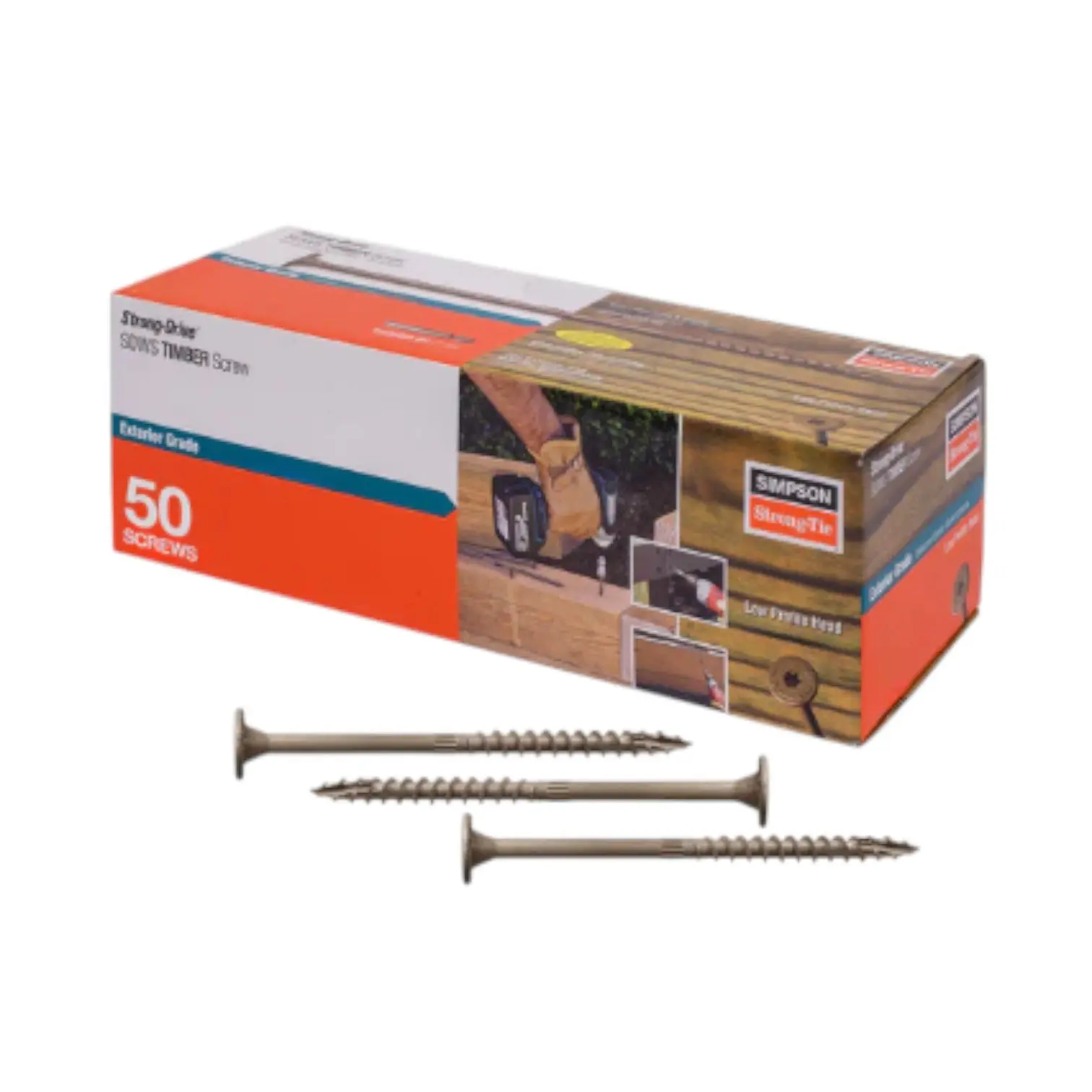 Simpson Strong-Tie Strong-Drive SDWS Timber Screw – Exterior Grade, 0.220 in x 4 in, T40 Drive (50-Pack)