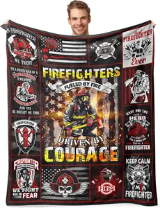 Firefighters Gifts Blanket, Heavyweight Polyester Fireman Decorative Throw, 60"X50", Ideal Fire Department Gifts for Adults