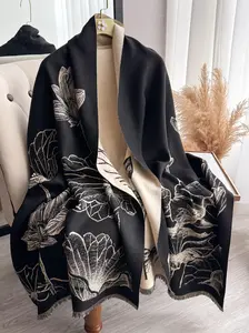 Women's Floral Print Double Sided Shawl, Casual Soft Shawl, Casual Versatile Scarf for Daily Wear, Fashion Accessories for Women & Girls