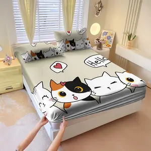 Cat printed bed sheets and sheets, soft and comfortable bed covers, ideal for bedrooms and guest bedrooms, Bedding sheets