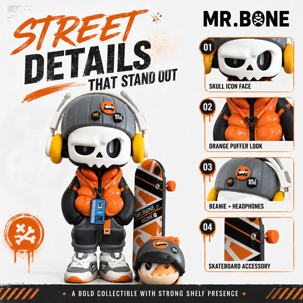 【MR. BONE】 "Back to the Future" Series Limited Edition Action Figure Model Set - Retro Sci-Fi Cyberpunk Art Toy, Poseable Collectible, Desktop Decor Figurines, TikTok-Viral Surprise Gift Box for Male Fans