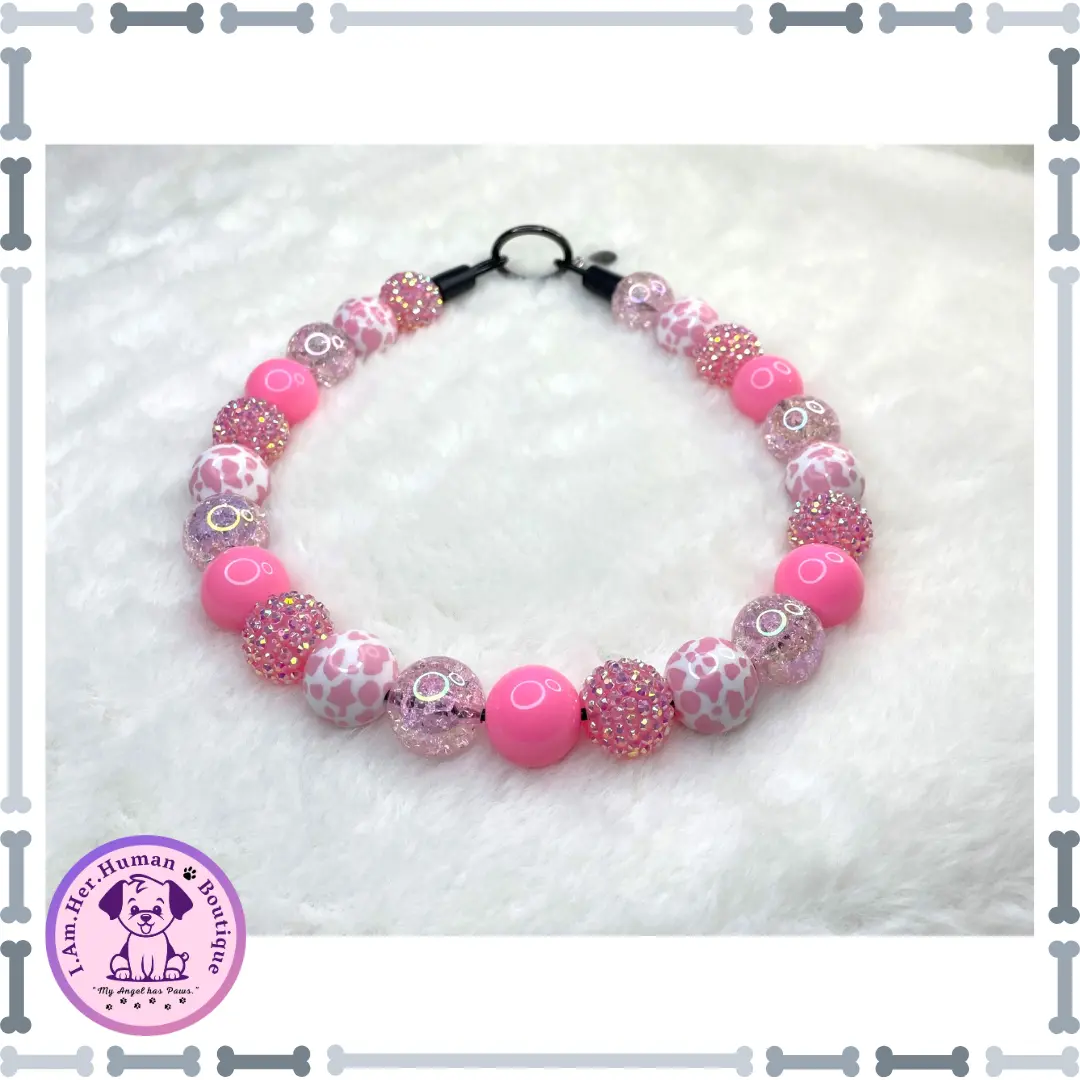 "Bubblegum Ice Cream" Chunky Glam Bead Collar (18 Inches)