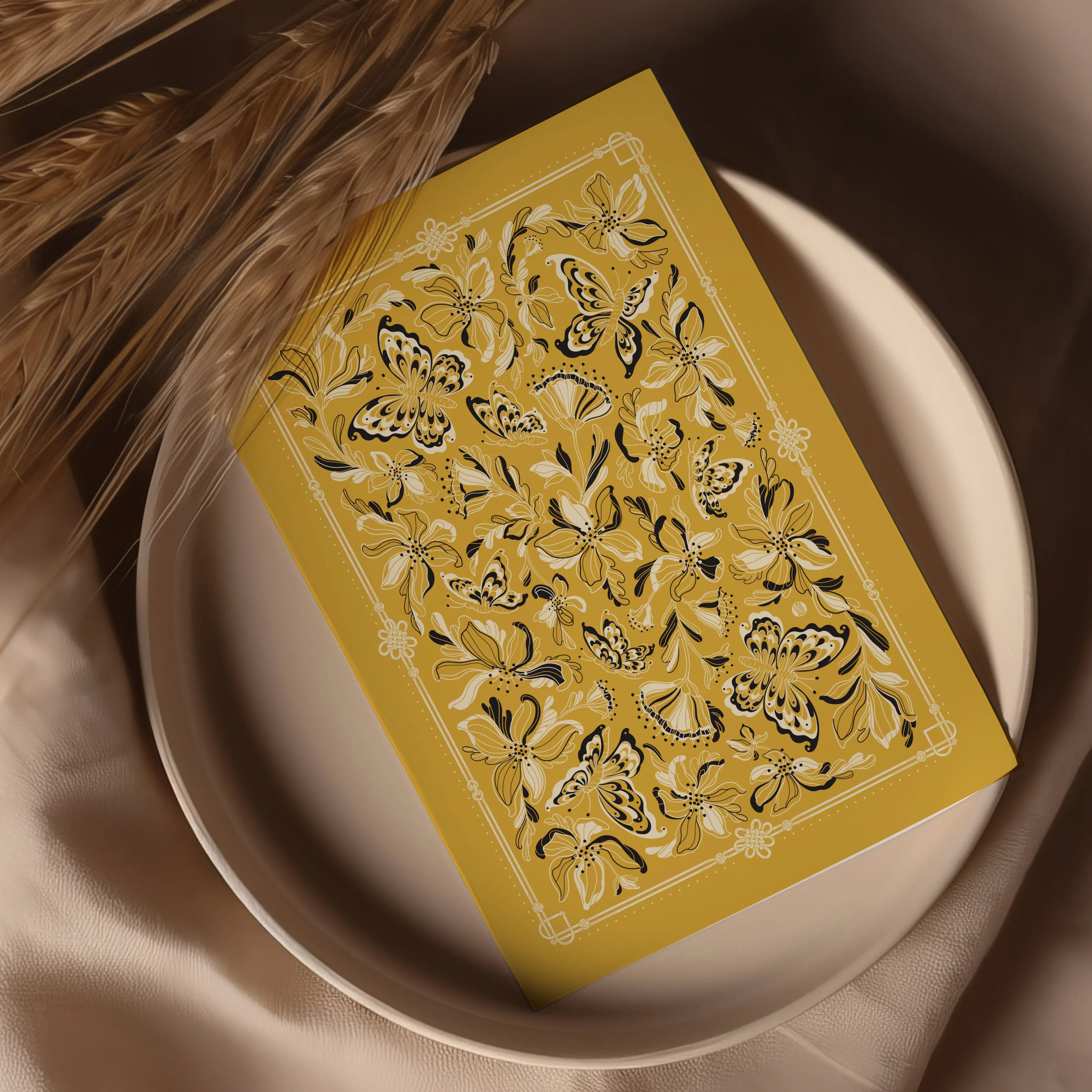 Whispering Butterfly Art Print Postcard (Mustard)