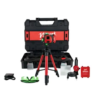 Niuwork 4D 16-Line Green Laser Level | 360° Self-Leveling | 25m Working Range & ±0.2mm/m High Precision | Professional Construction Tool with Touch Control & 4-Axis Alignment | Complete Kit with 2 Batteries