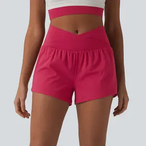 Halara SoftlyZero Airy Crossover High Waisted 2-in-1 Cool Touch Yoga Shorts with Pockets