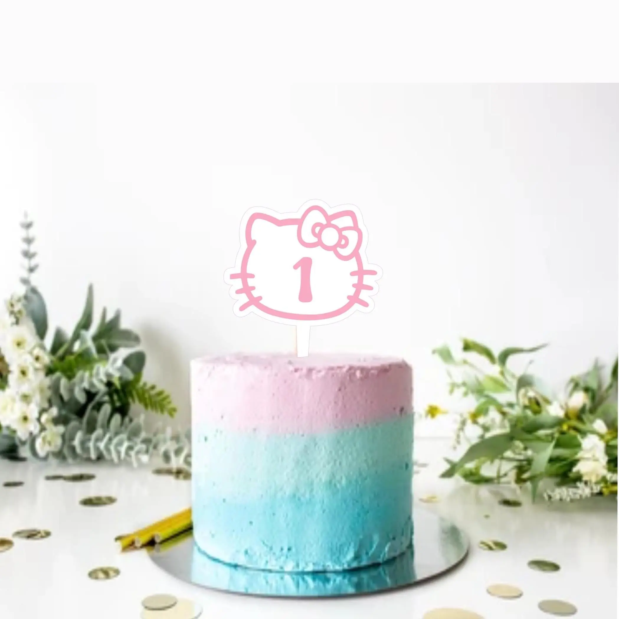 Kitty Acrylic Cake Topper – Personalized Kids Birthday Decor