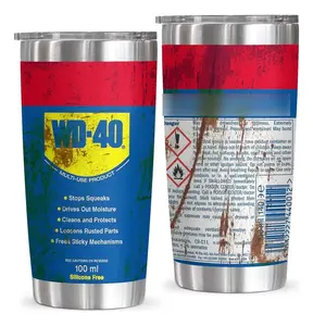 WD40 Stainless Steel Vacuum Insulated 20oz Curved Tumbler, Funny Mechanic Travel Mug, Workshop Gift Cups 20oz