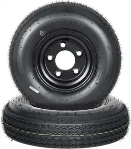 2pcs Trailer Tire on Black Rims 4.80-8 480-8 4.80x8 Tires 6PR Load Range C ,5 Lug Black Wheels Tire For Fits Utility, Boat, Camper, Cargo Trailers