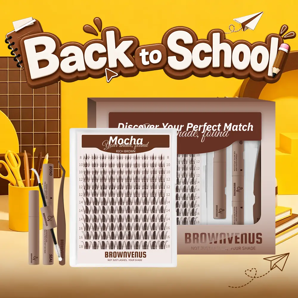 Brown Lashes Clusters Mocha | BrownVenus Brown Manga Eyelash Extension Kit Fairy Viva Cluster Dark Brown Clusters for a Subtle Glam Brown Fairy Brown Manga Viva Style Soft Alternative to Harsh Black Lashes Perfectly Matched for Fair Skin,back to school