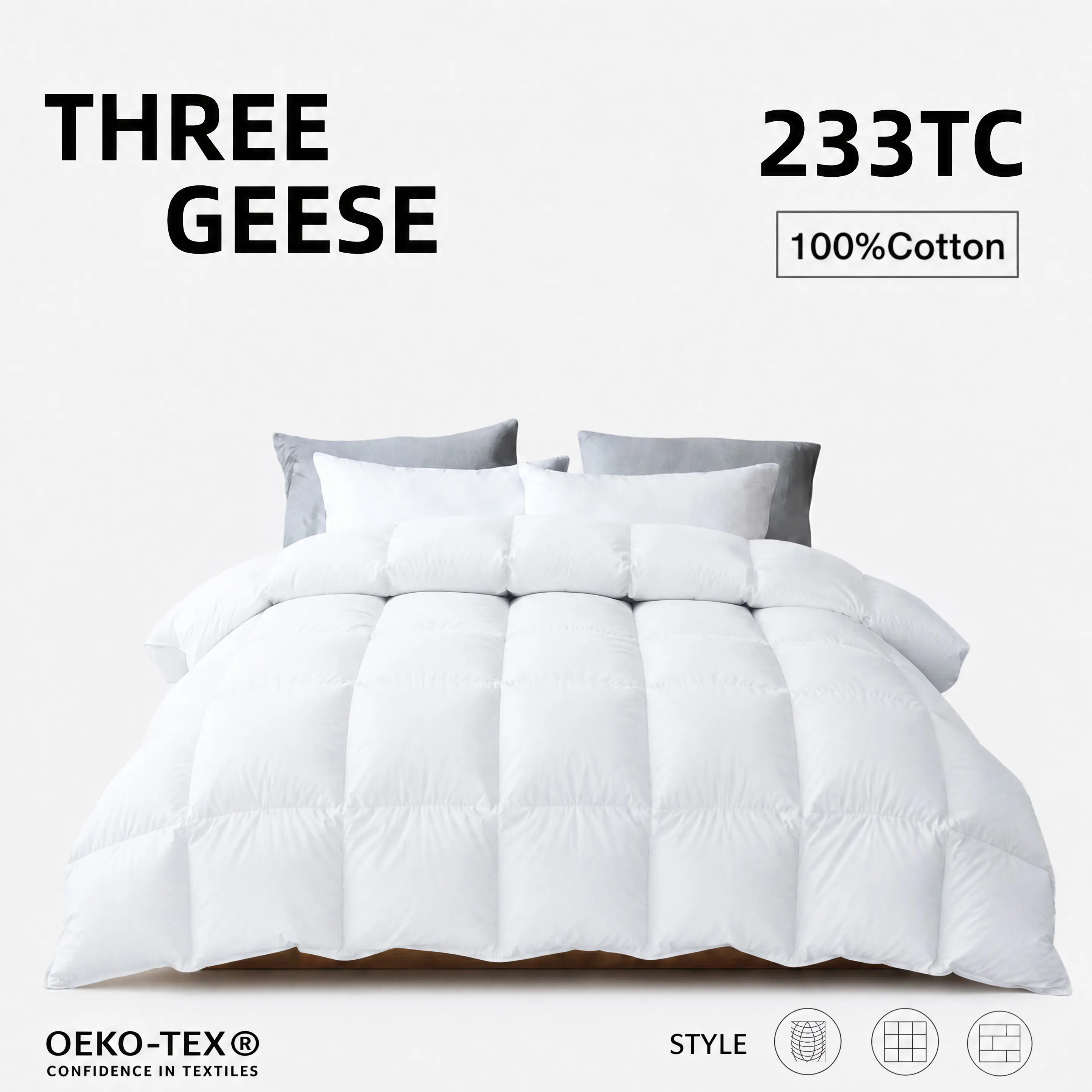 ThreeGeese Premium Goose Down & Feather Duvet Insert California King – 600TC Organic Cotton Down-Proof Shell with 8 Corner Tabs, All Season Puffed Quilt, RDS OEKO-TEX GOTS Certified, Machine Washable, White
