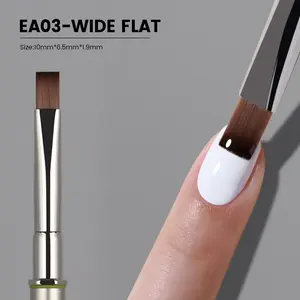 YOKEFELLOW Nail Art Brush Perfect for Base Color Builder Gel and Polygel Premium Nylon Dense Bristles 10*6.5*1.9mm Nail Art Wide Flat Brush French and Ergonomic Grip with Color-Coded Rings Streak-Free & Non-Piling Thin Soft Smooth Nail Tool EA03 Wide Flat