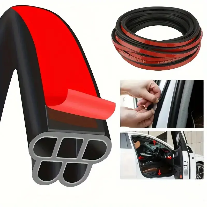 5-Hole Design Double Layer EPDM Rubber Peel & Stick Car Weather Stripping - Soundproofing, Weatherproof Sealing Trim for Truck Accessories, Truck Tailgate, Camper to Block Wind Noise, Water Leaks, Dust, Camper Door