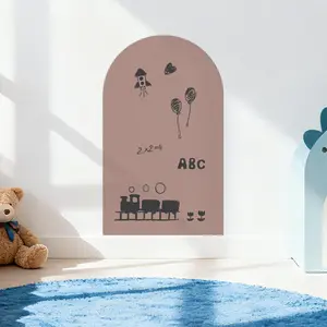 1 piece of red bean paste-colored soft magnetic arch set, self-adhesive magnetic board - quick installation, smooth writing, wall decoration, can be used for blackboard-style painting and learning on walls in offices, study rooms, restaurants, etc.