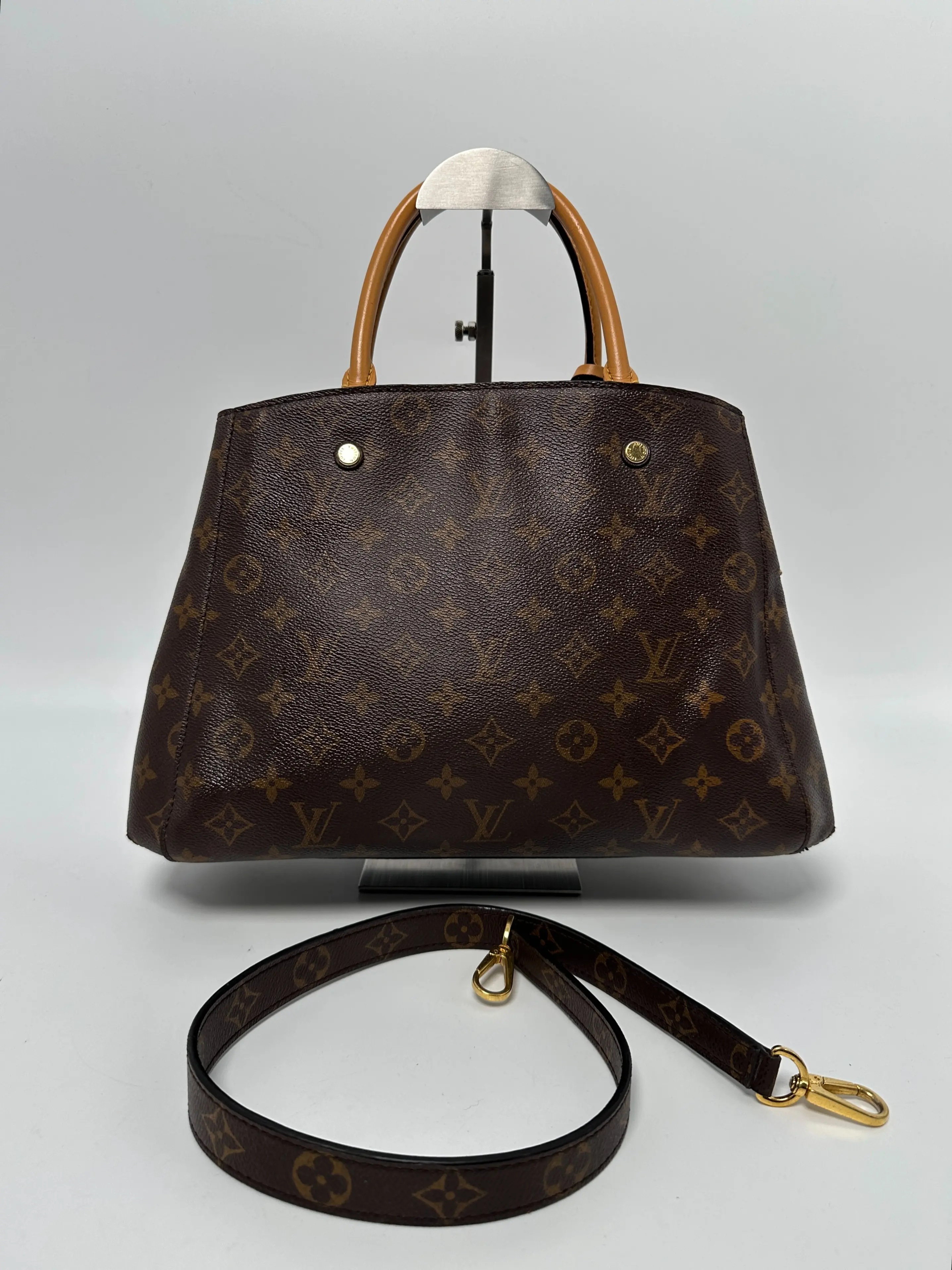 Pre-owned Louis Vuitton Canvas Shoulder Bags Monogram Montaigne MM Shoulder Handbag Top Handle Bag JC197LV