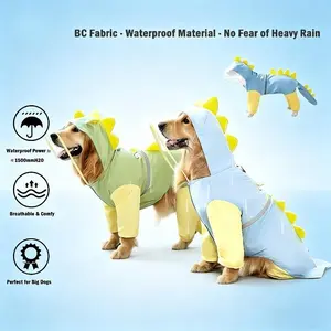 Cute Dinosaur Shaped Pet Raincoat, Waterproof Breathable Puppy Poncho, Detachable Tail Design Outdoor Rain Wear for Small Medium Dogs