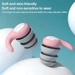 Silicone Noise Cancelling Earplugs Noise Filter Sleep Swimming Waterproof Three Layer Mute Earplugs