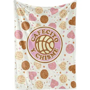 Concha Throw Blanket, Mexican Concha Gifts for Women and Concha Lovers, Tortilla Blanket, 50" x 65", Cafecito Y Chisme