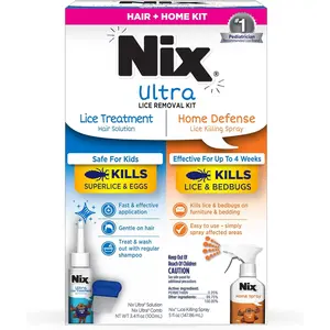 Lice Treatment Hair and Home Kit, Ultra Hair Solution (3.4 Fl Oz), Home Defense Bedbug and Lice Killing Spray (5 Fl Oz)