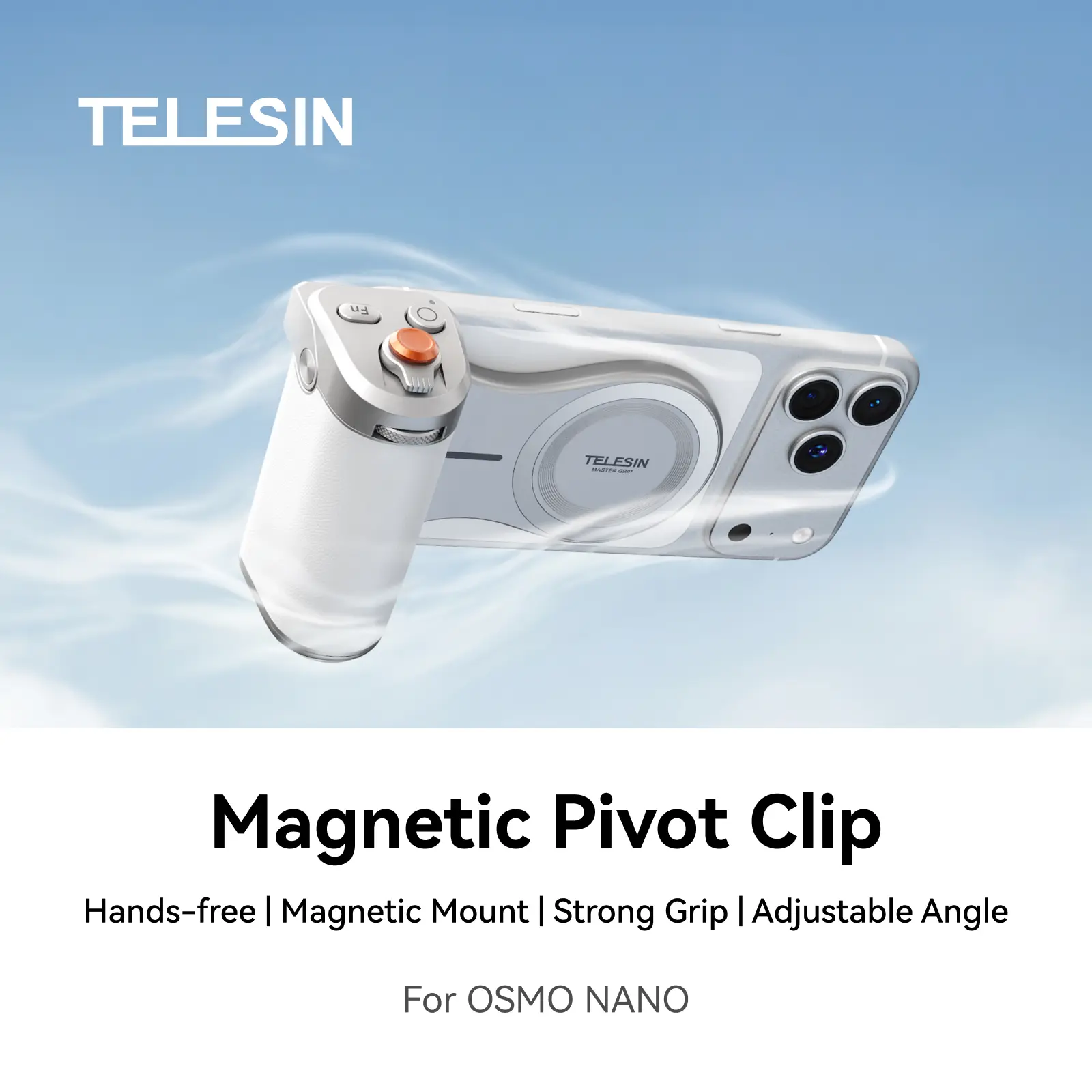 TELESIN Magnetic Pro Shot Camera Grip for iPhone 17/16/15/14/13/12/11/10,Android, 3200mAh Built-in Battery, Wireless Charging, Strong Magnetic Hold, Mechanical Shutter & Zoom Dial, Remote Zoom Control