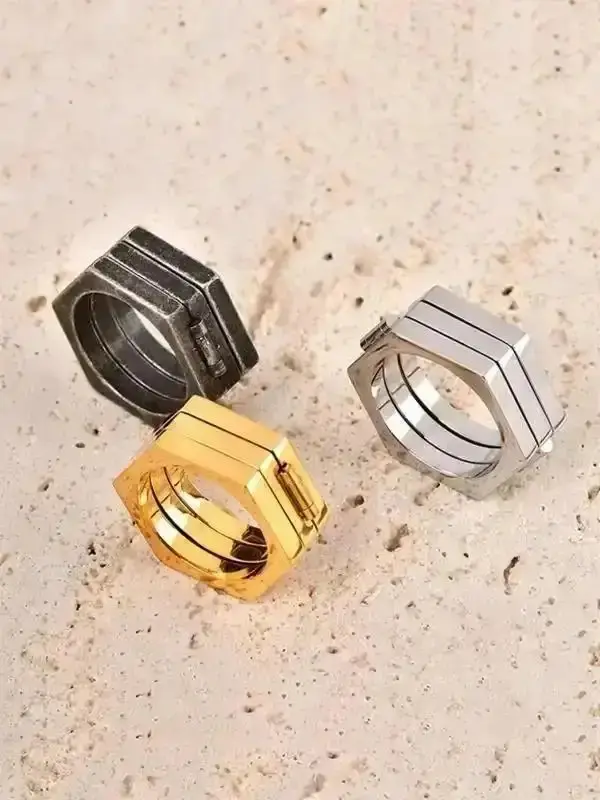 Men's Vintage Geometric Design  Ring, Fashion Accessories for Party, Daily Clothing Decor, Trendy All-match & Exquisite Jewelry for Birthday Gift