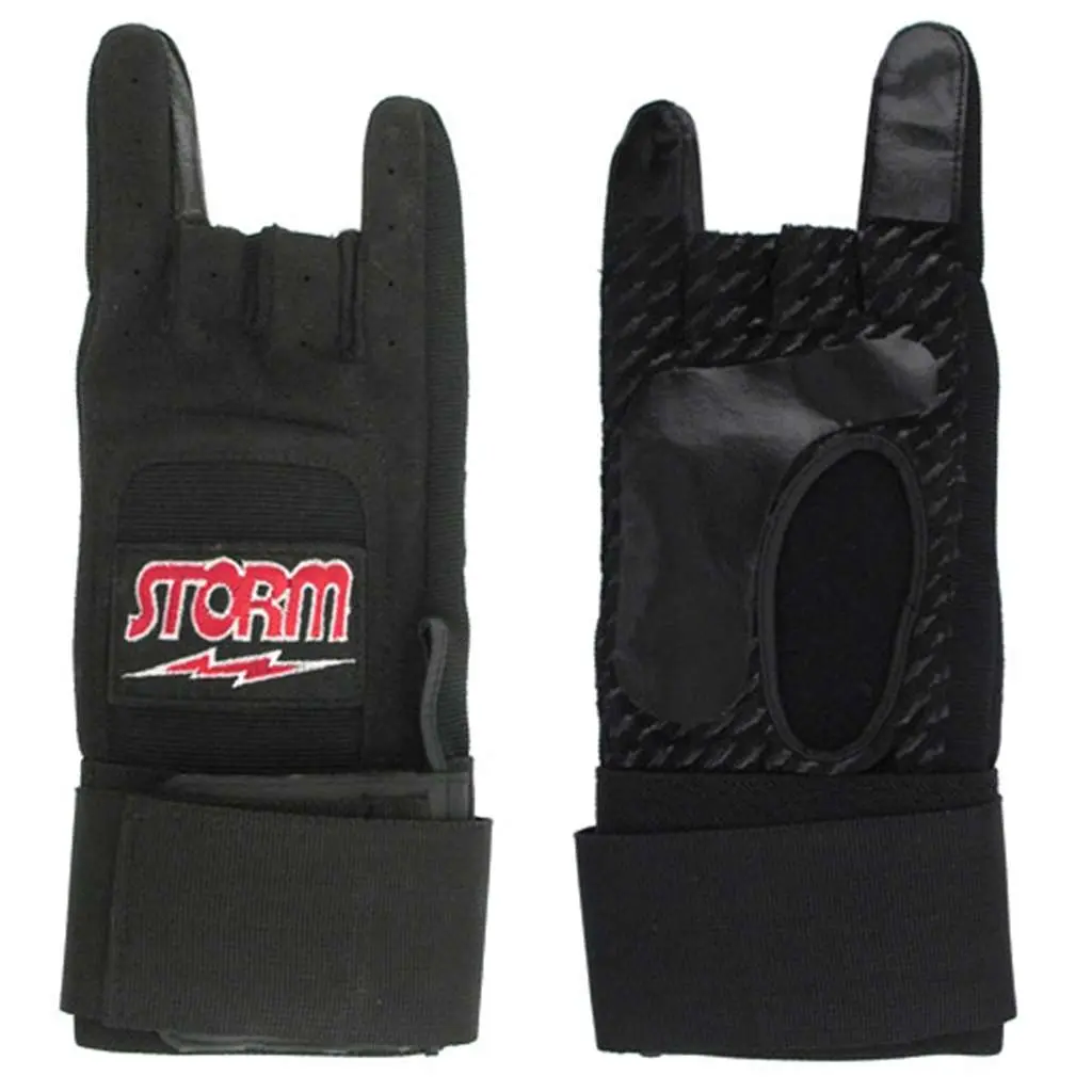 Storm Bowling Products Xtra Grip Plus Bowling Glove for Left Hand, Black Spandex Fabric with Enhanced Gripping and Wrist Support, Finger Gussets, Glove Back