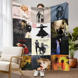 Stevie Nicks Album Plaid Flannel Blanket, Full Print Rock Witch Classic Cover, Soft Warm Cozy Nap Blanket, Multi-Use Gift Blanket, Blanket Throw