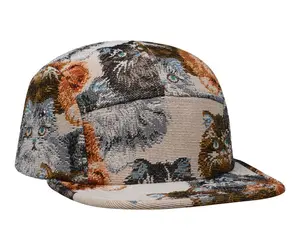 Hatphile Unique Cat Jacquard 5 Panel Hat Camp Cap