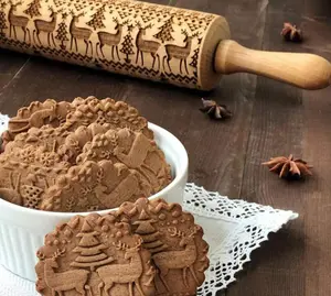 Rolling Pin Christmas Embossing Baking for Holidays