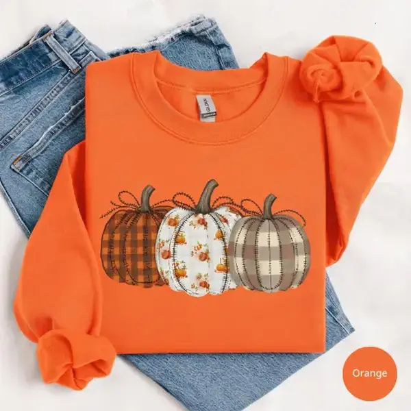 [PRINT SHIRT] Boho Fall Pumpkin Gildan Sweatshirt , Cute Autumn Harvest Graphic Tee, Pumpkin Patch Thanksgiving Gift, Cozy Fall Apparel