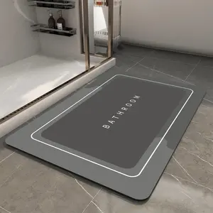 Quick-Dry Bathroom Mat Non-Slip Absorbent Diatomaceous Earth Floor Mat with Geometric Design in Black Gray and White Ideal for Shower Entryway Kitchen or Bedroom Machine Washable Polyester Blend Rug water absorbent rug kitchen sewer butterfly pendant flat