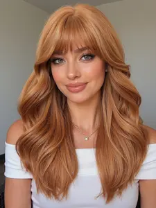 18 Inch High-Quality Wig, Daily Party Cosplay Suitable for All Face Shapes, Medium Length Curly Wigs With Bangs, Versatile and Attractive