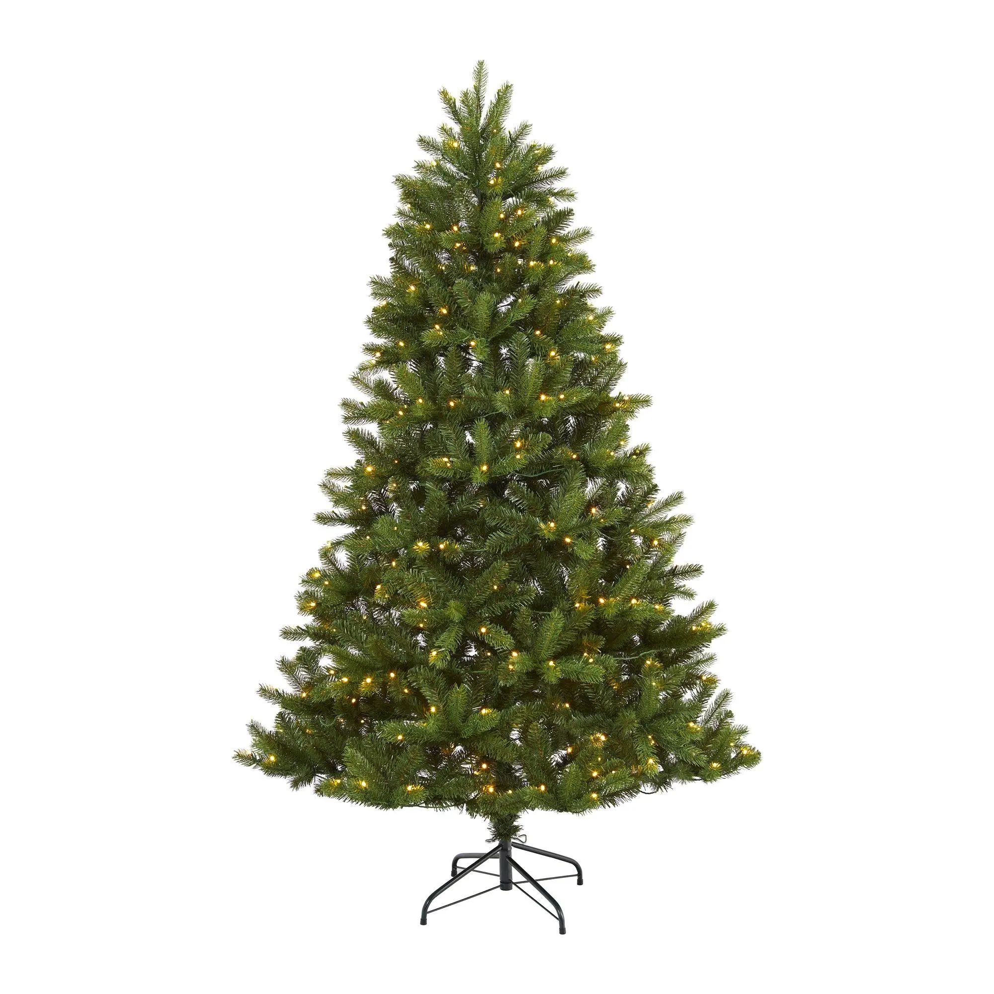 6ft Evergreen Synthetic New Haven Spruce Artificial Christmas Tree with Stand, 350 Glow LED Lights, Ornaments, Bendable Tips, 6ft Indoor Home Holiday Festive Decor Supplies