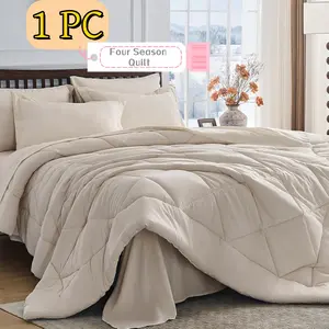 Style Plain Color Quilted Blanket, Five Sizes Available, Lightweight Plush, Comfortable Breathable, Soft Single Piece, All Seasons Use, Breathable Bed Blanket, Soft Cozy Blanket