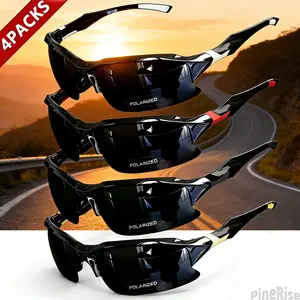 4 Pack Polarized Sports Sunglasses for Men Women Rimless UV400 Protection Anti-Glare Windproof Lightweight Comfort Fit for Running Fishing Golf Driving Cycling Hiking Camping and All Outdoor Sports Activities