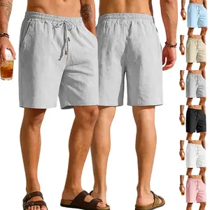 Summer New Men's Solid Color  Shorts Loose Sports Casual Beach Pants Men