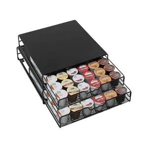 K Cup Holder Drawer for 36 Coffee Pods, Sliding Coffee Pod Storage Organizer for Countertop, Compatible Coffee Capsule Holder Black
