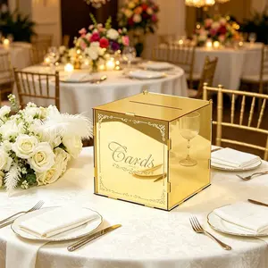 Acrylic Wedding Card Box with Mirror Design, Ideal for Weddings and Anniversaries, Perfect Gift, Home Decor, Party Decoration